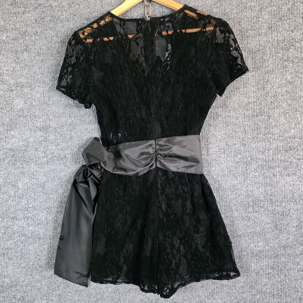 NEW Bebe Romper Sz 6 Black Velvet Lace Sheer Witchy Goth Dark Fairy Party Outfit - Picture 3 of 11